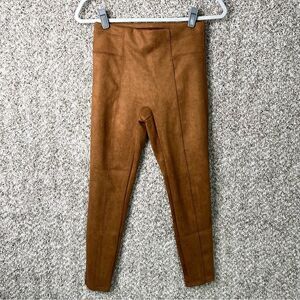Spanx Leggings Women's Small Brown Faux Suede High Waist Pull On
